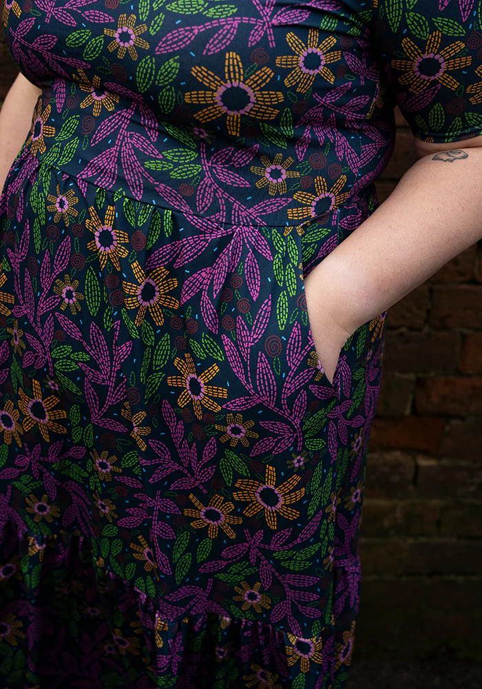 Virginia Floral Embroidery Print Tiered Hem Midaxi Dress - Image 5