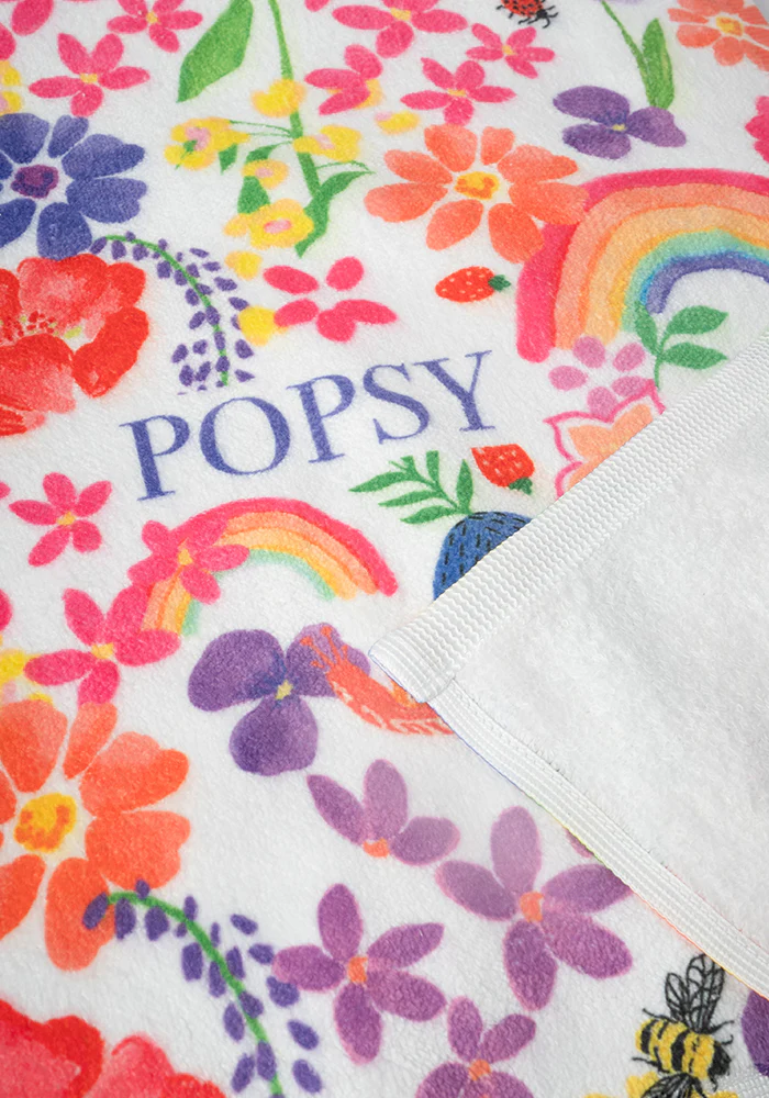 Large White Rainbow Floral Print Towel - Image 6