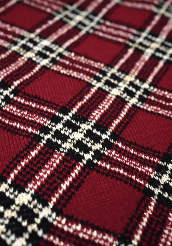Wine & Gold Lurex Check Cardigan - Image 2