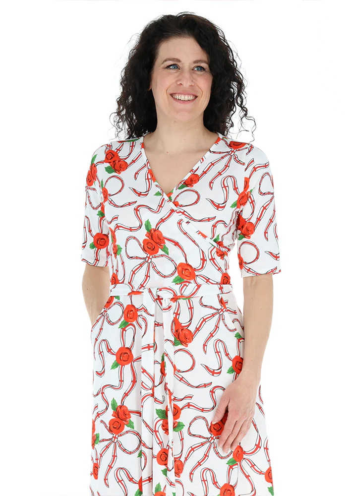 White England Print Wrap Midi Jersey Dress - Image 4