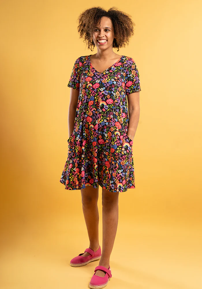 Wren Garden Rainbow Floral Print Jersey A-Line Tunic - Image 7