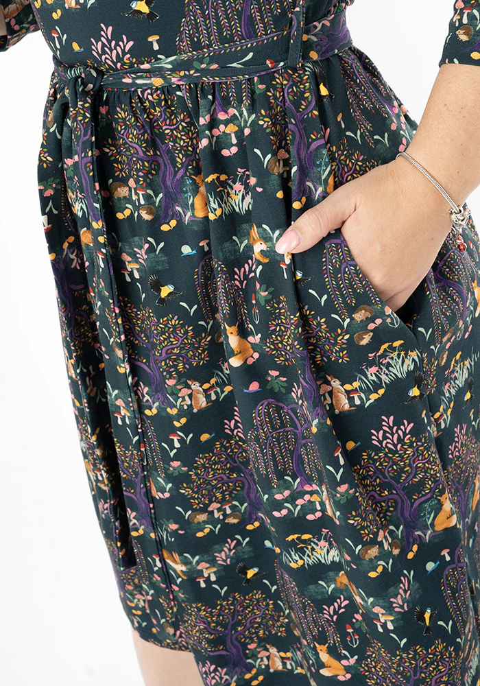 Yasmine Colourful Woodland Print Cotton Dress - Image 4