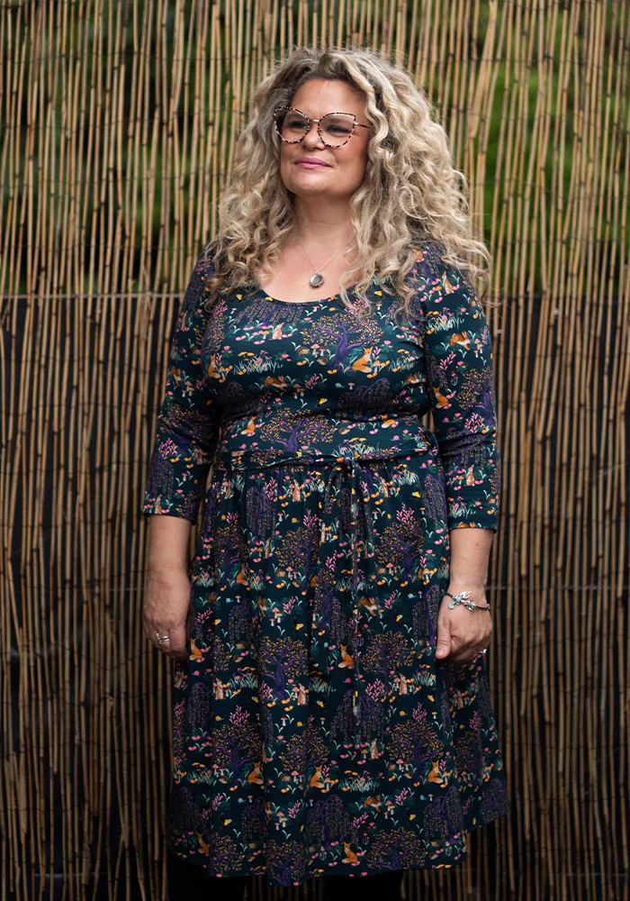 Yasmine Colourful Woodland Print Cotton Dress - Image 7
