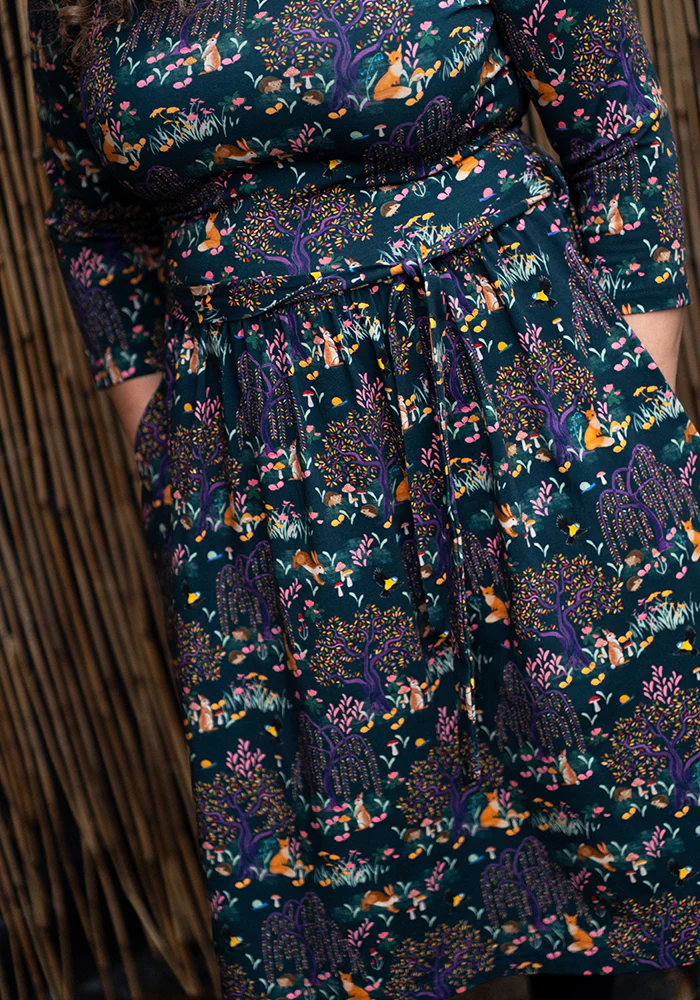 Yasmine Colourful Woodland Print Cotton Dress - Image 8