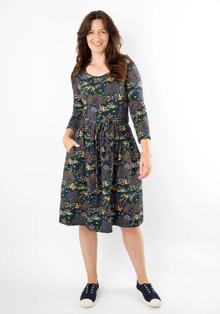 Yasmine Colourful Woodland Print Cotton Dress - Image 9
