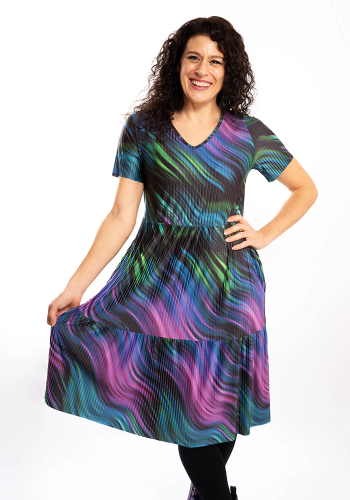 Zahira Inky Swirl Print Tiered Hem Dress - Image 5