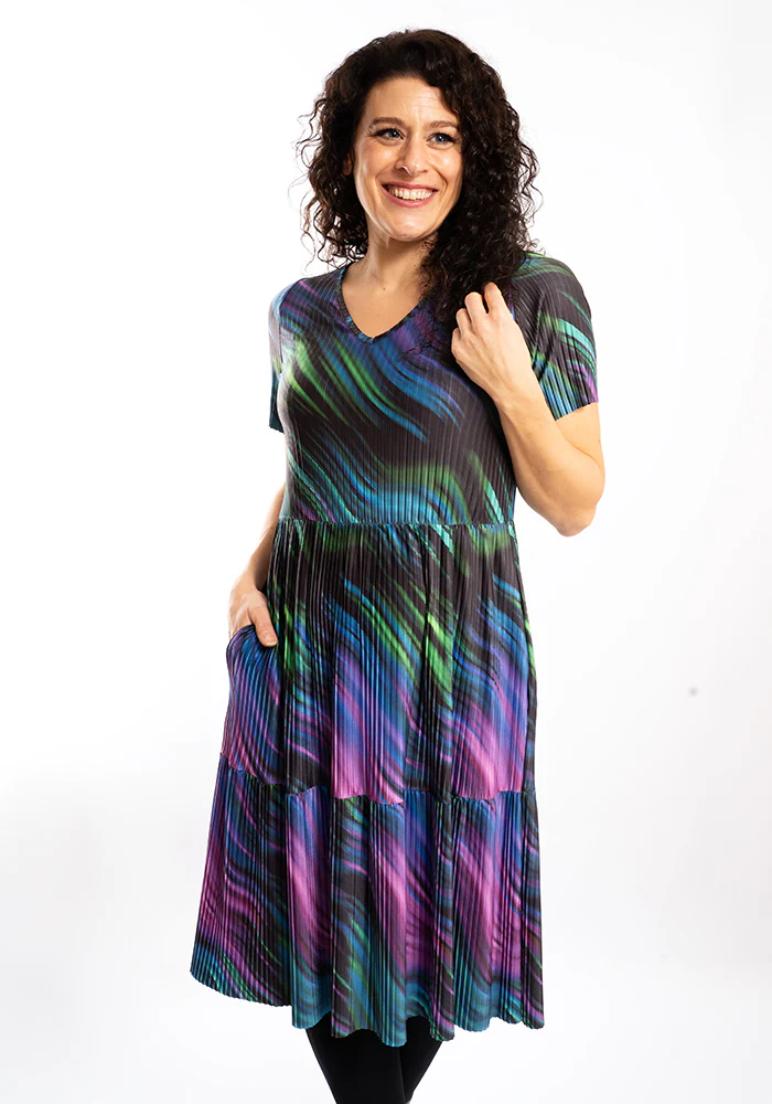 Zahira Inky Swirl Print Tiered Hem Dress - Image 6
