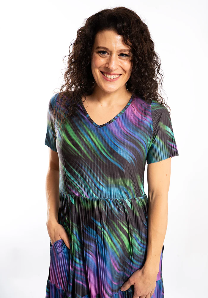 Zahira Inky Swirl Print Tiered Hem Dress - Image 8