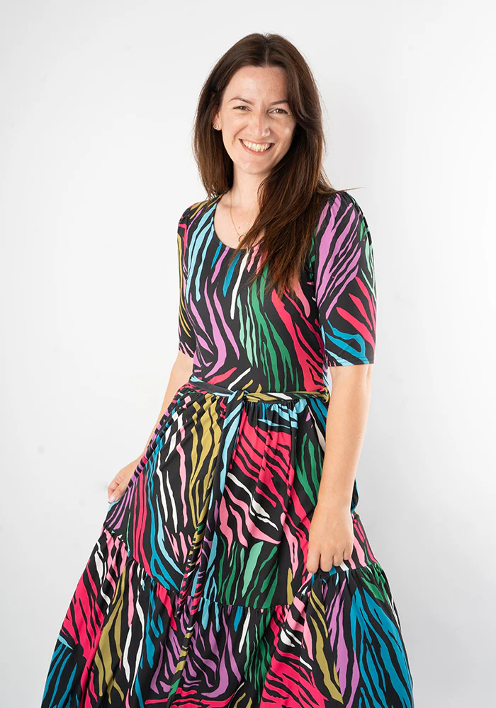 Zena Bright Animal Print Tiered Hem Midaxi Dress - Image 7